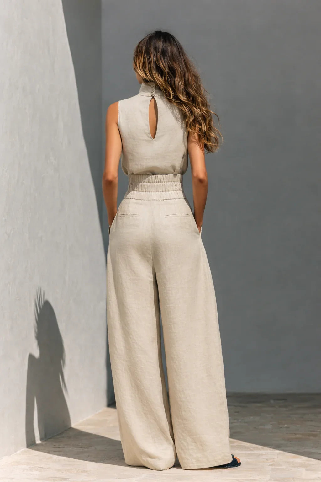 María - Conjunto minimalista de algodón y lino para mujer