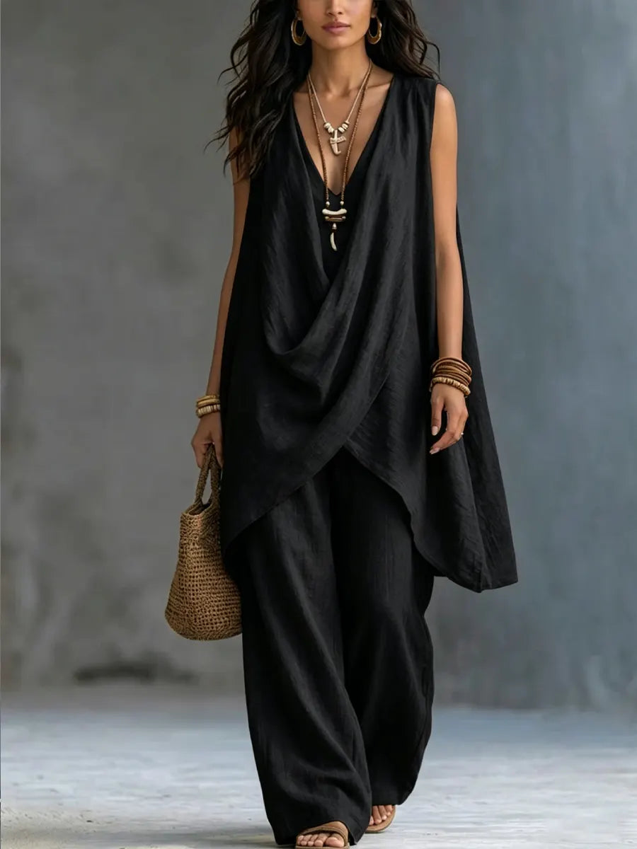 Genebra | All-over Draped with Wide-Leg Pants