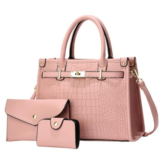 Anora │ Crocodile-Embossed Crossbody Handbag Set