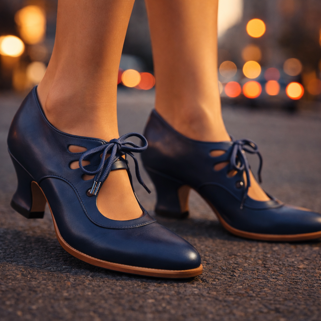 Tacones de cuero con cordones Camille