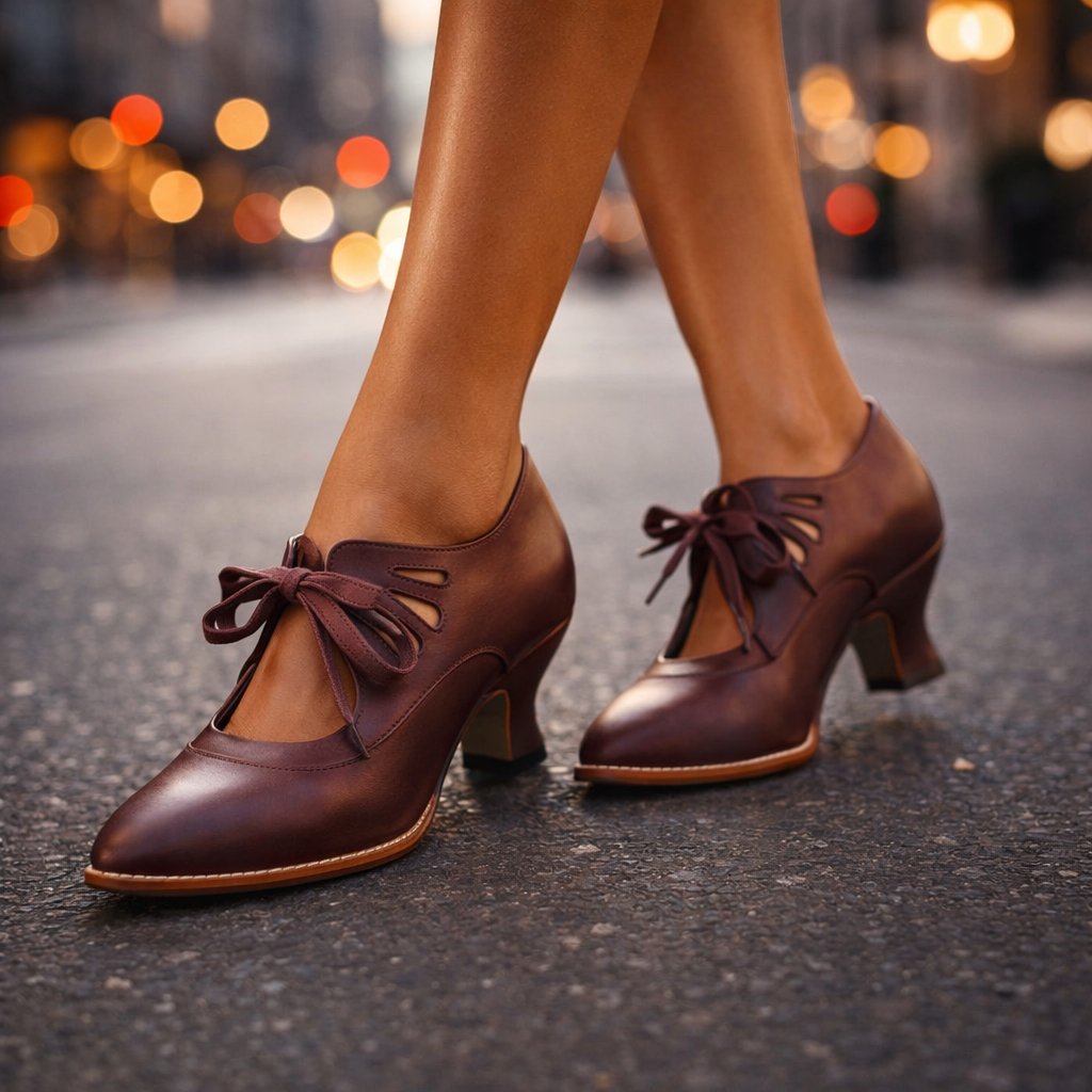 Tacones de cuero con cordones Camille
