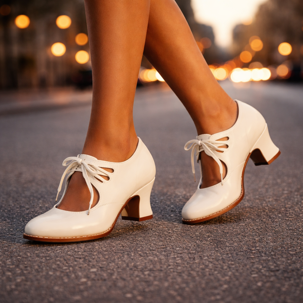 Tacones de cuero con cordones Camille