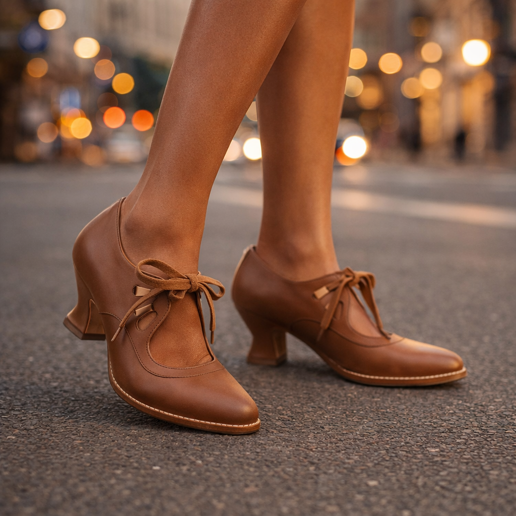 Tacones de cuero con cordones Camille