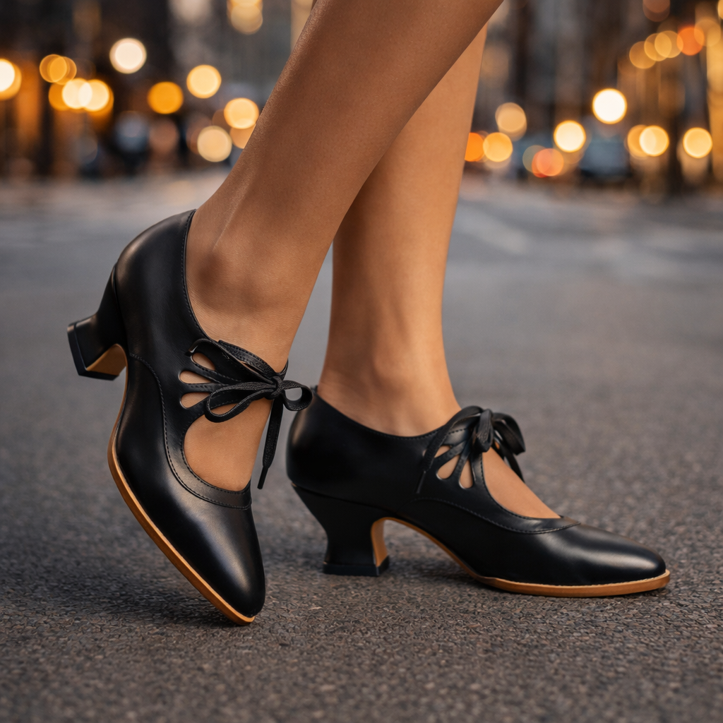 Tacones de cuero con cordones Camille