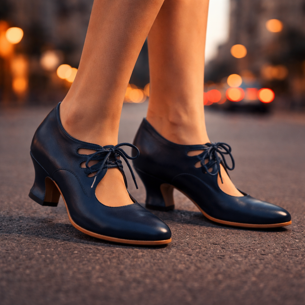 Tacones de cuero con cordones Camille