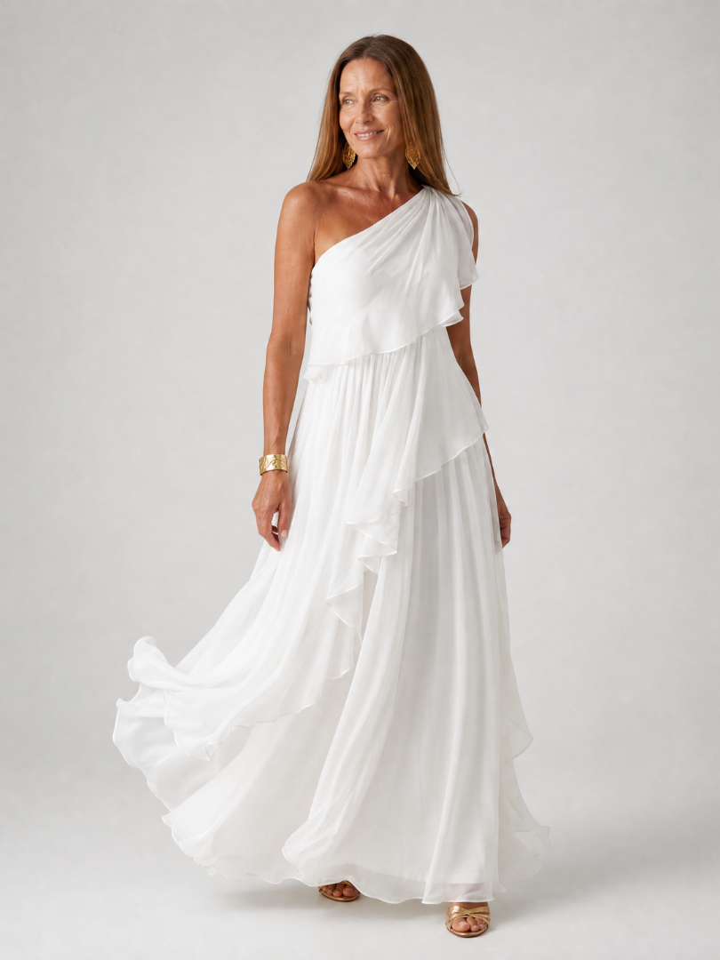 Eliana Vestido Maxi de Gasa - Blanco