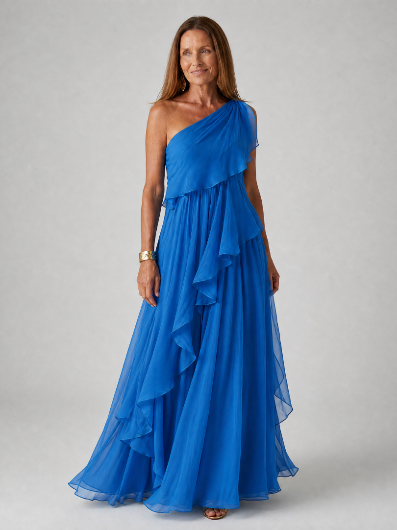 Eliana Vestido Maxi de Gasa - Azul