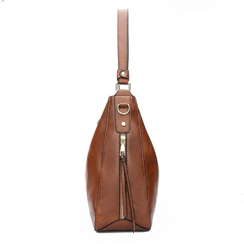 Bolso hobo de cuero de lujo antirrobo + monedero de tipo pouch gratis