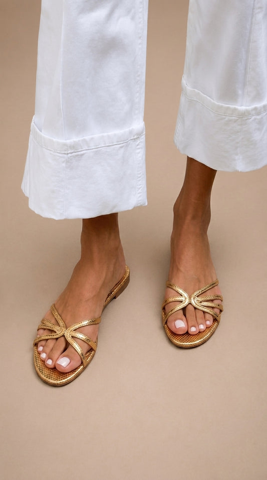 Sandra - Sandalias Doradas de Verano con Elegancia