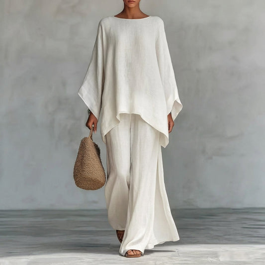Cristina | Soft Two-Piece Set with Long Sleeves and Wide Pants