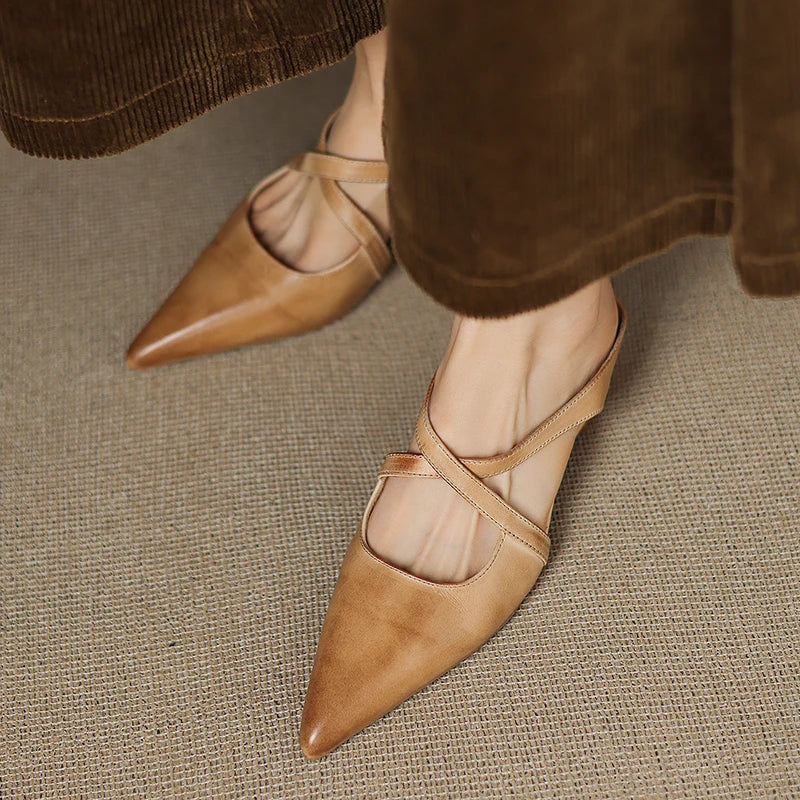 Aluna Mules de Piel Auténtica