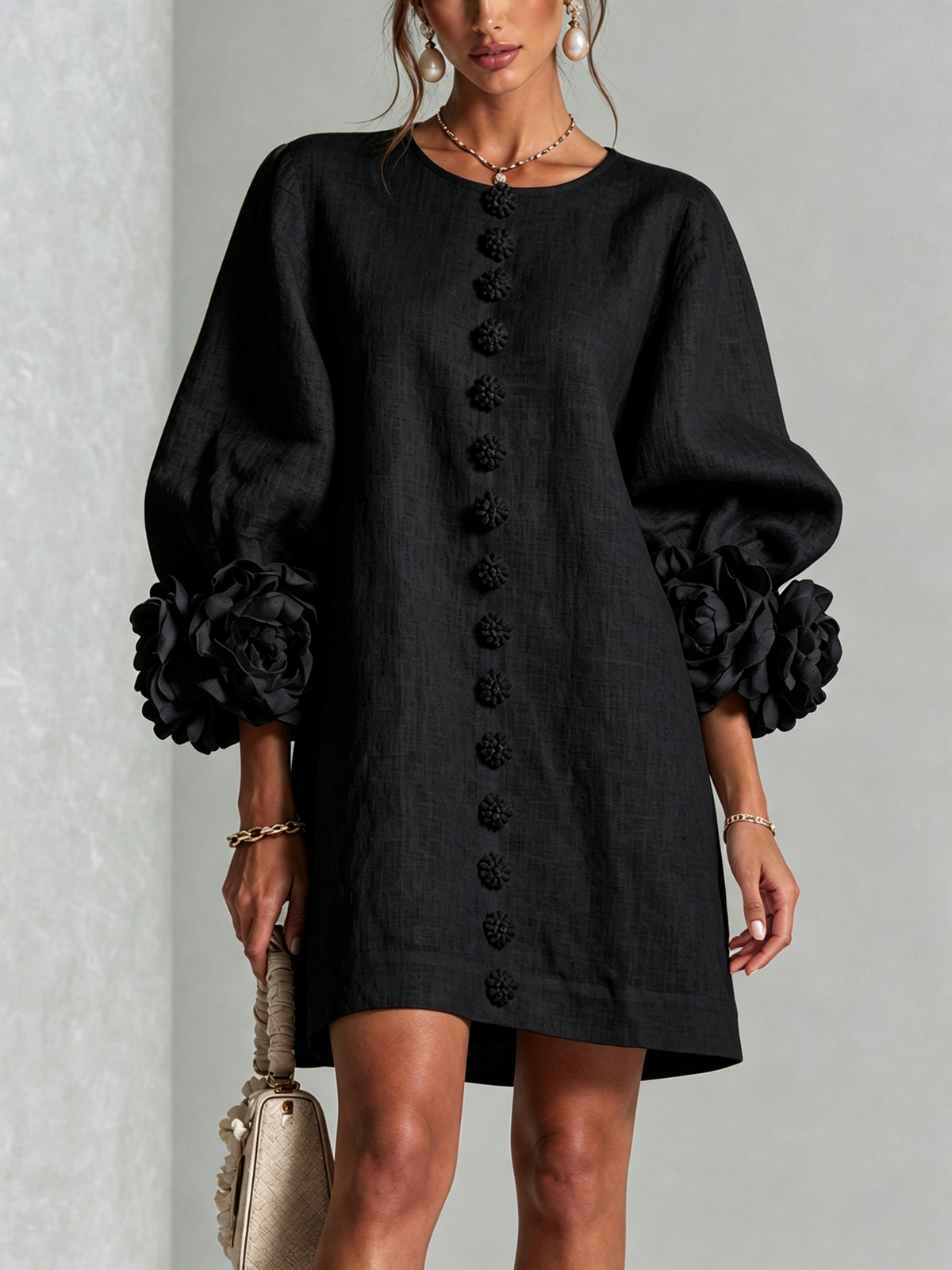 Florence Minivestido Floral - Negro
