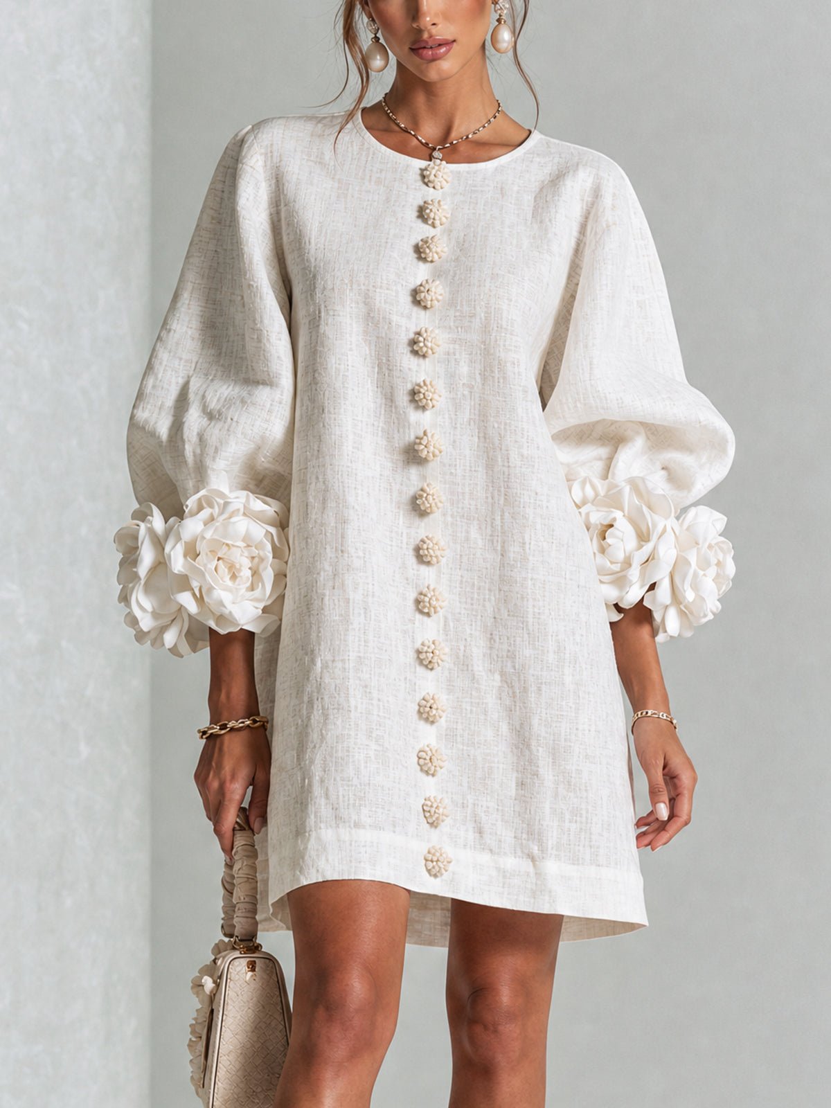 Florence Minivestido Floral - Beige