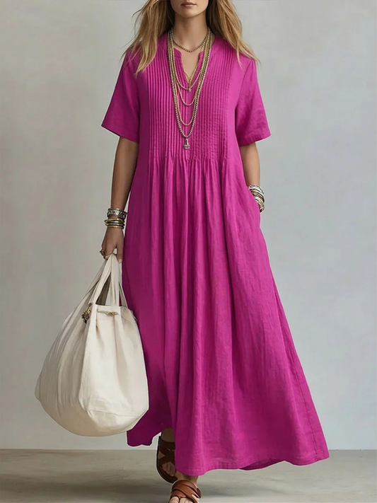 Irene Vestido Maxi Plisado - Rosa
