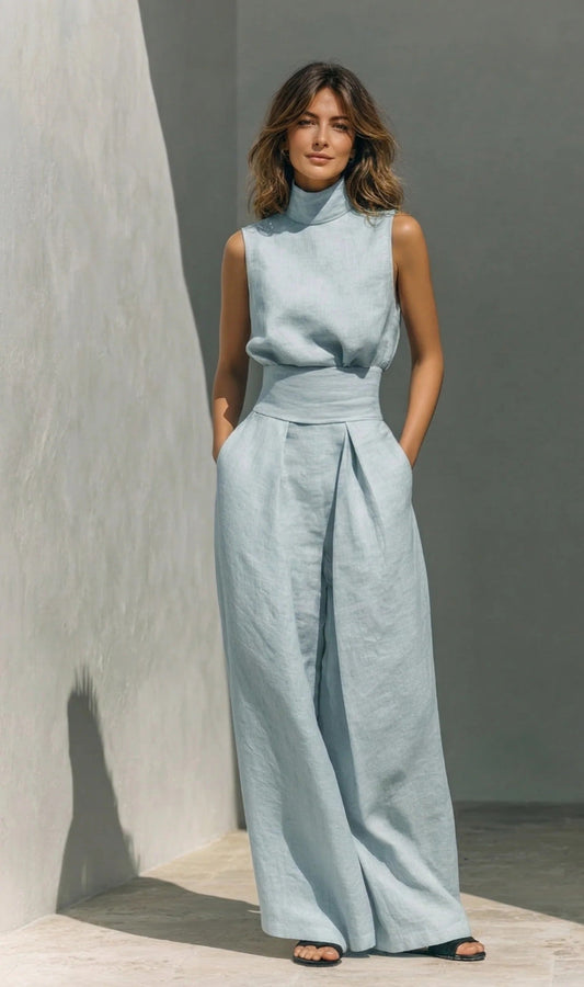 María - Conjunto minimalista de algodón y lino para mujer