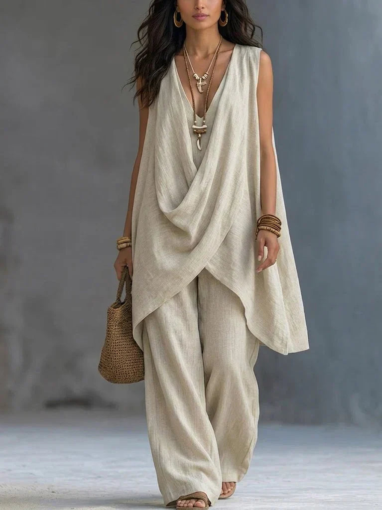 Genebra | All-over Draped with Wide-Leg Pants