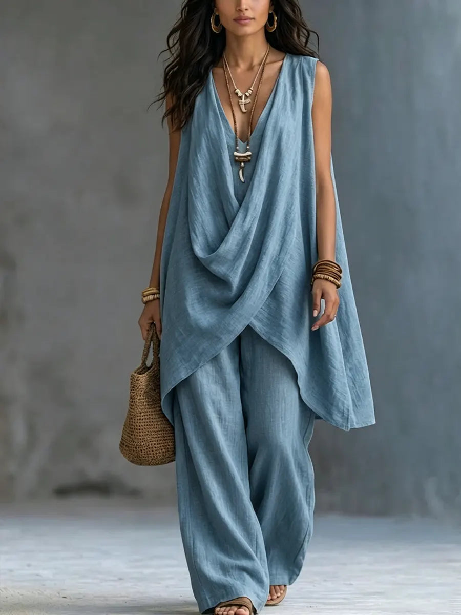 Genebra | All-over Draped with Wide-Leg Pants